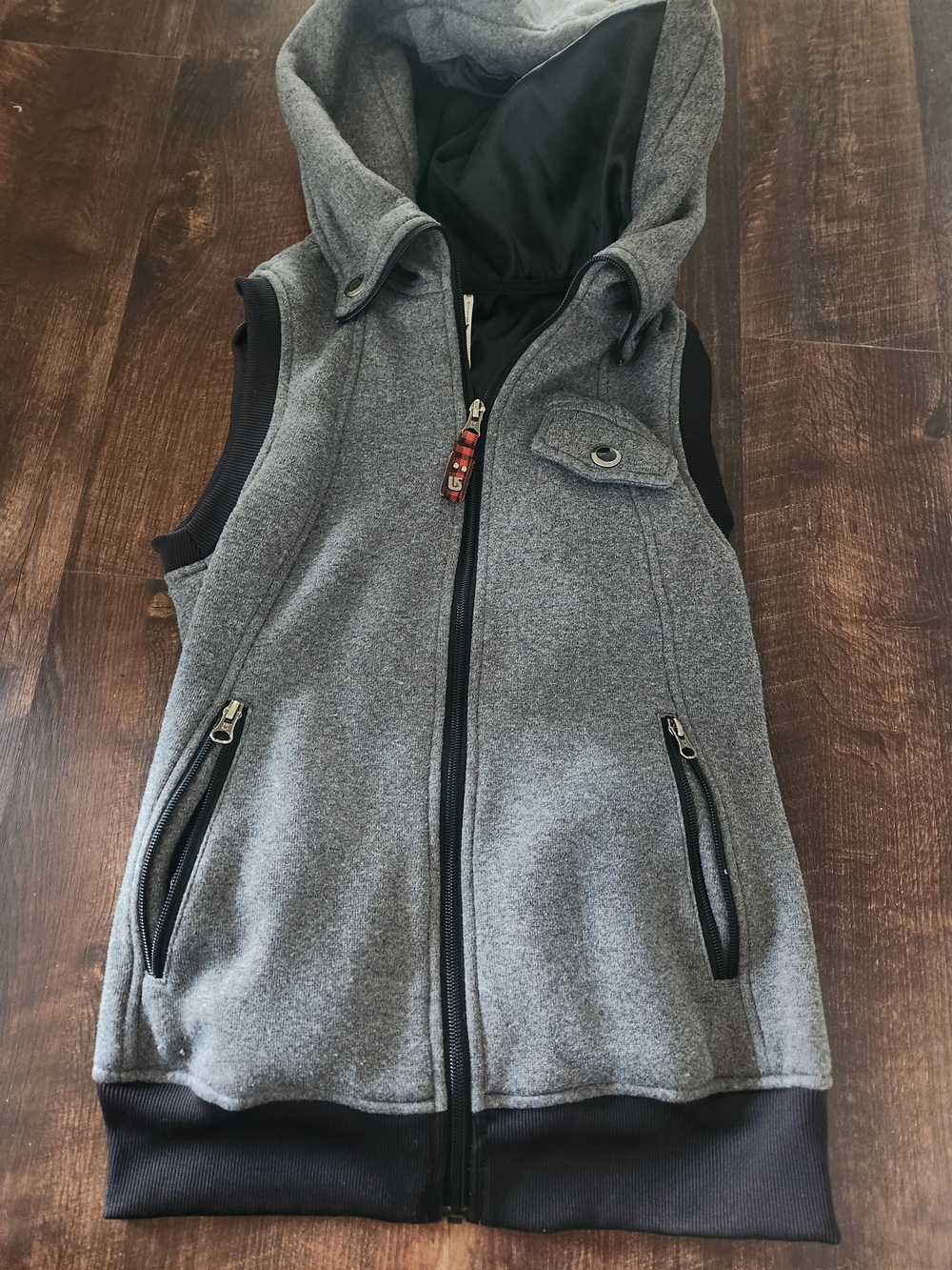 BURTON Women's Gray Hooded Sleeveless Jacket Vest